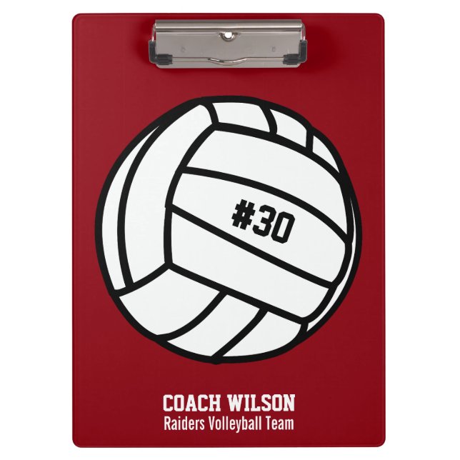 Porte-bloc Équipe de volleyball personnalisée, Nom et numéro  (Devant)
