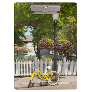 Porte-bloc États-Unis, Michigan, Mackinac Island. Vélo jaune