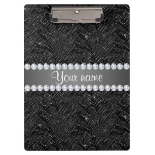 Porte-bloc Étincelles et diamants noirs de paillettes de Faux