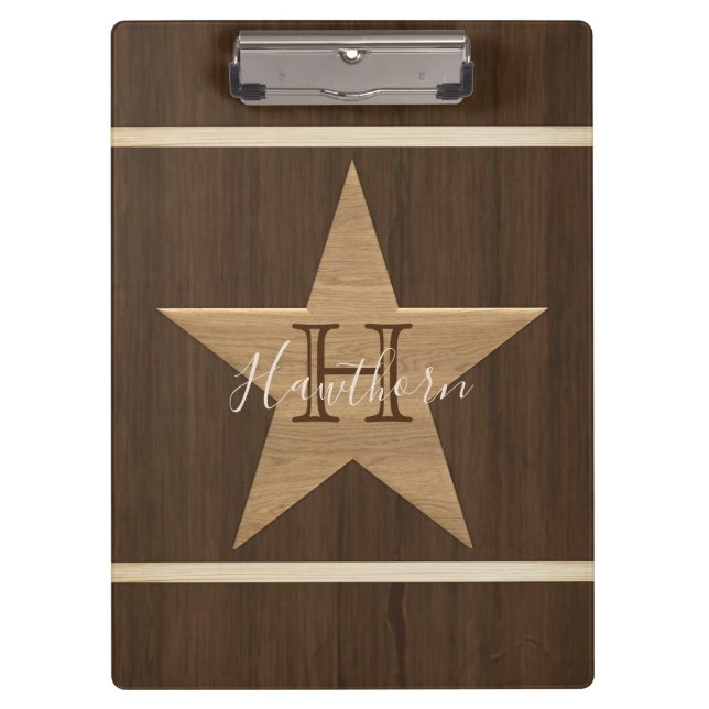 Porte-bloc Étoile en bois classique marron foncé et beige (Devant)