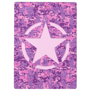 Porte-bloc Étoile rose personnalisée sur Motif Camo numérique