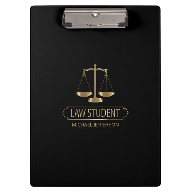Porte-bloc Étudiant en droit - Noir et or (Devant)