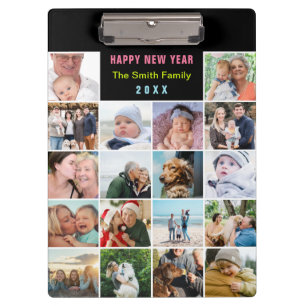 Porte-bloc Famille noire moderne Collage photo Texte personna