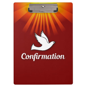 Porte-bloc Félicitations Confirmation Colombe avec Or/Rouge