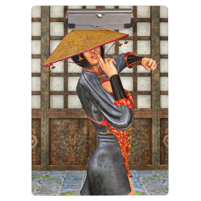 Porte-bloc Femme de bataille asiatique (Devant)
