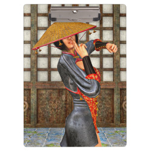 Porte-bloc Femme de combat asiatique