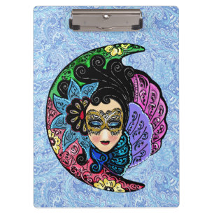 Porte-bloc Femme masquée et lune de croissant