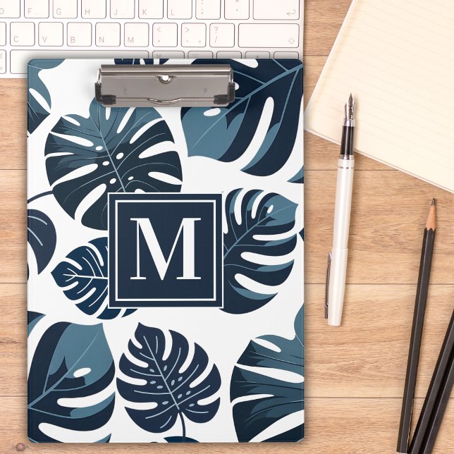 Porte-bloc Feuille de Monstère Tropicale Bleue et Blanc de la (Créateur téléchargé)