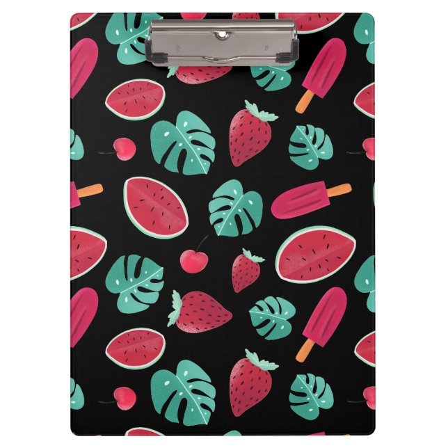 Porte-bloc Feuilles de pavot, cerise, fraise et pastèque (Devant)