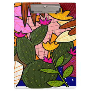 Porte-bloc Feuilles et fleurs tropicales abstraites  