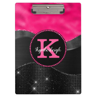 Porte-bloc Fille Black Grey Hot Rose Waves Glam Monogramme No