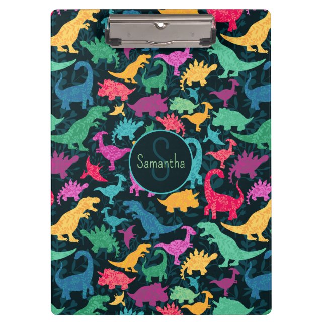 Porte-bloc Fille Florale Dinosaure Silhouette Filles (Devant)