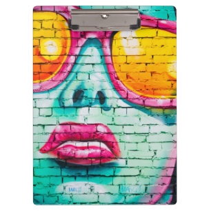 Porte-bloc Fille graffiti art de rue sarcelle rose pop art