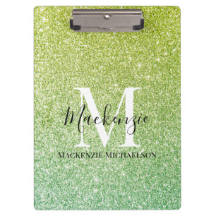 Porte-bloc Fille jaune Ombre Parties scintillant Monogramme N