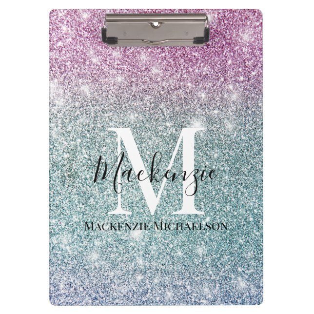 Porte-bloc Fille rose bleu violet Parties scintillant Nom du  (Devant)