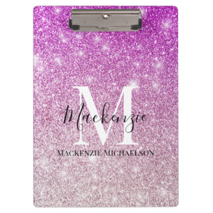 Porte-bloc Fille rose Ombre Parties scintillant Nom du monogr
