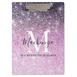 Porte-bloc Fille rose violet Ombre Parties scintillant Nom du