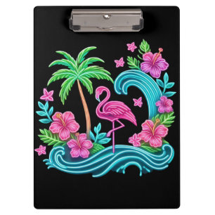 Porte-bloc Flamant rose de néon tropical