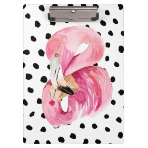 Porte-bloc Flamant rose et points d'aquarelle rose exotique m