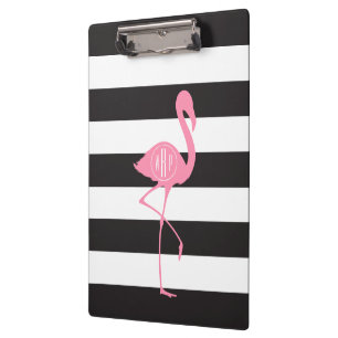 Porte-bloc Flamant rose rose décoré d'un monogramme + Noir +