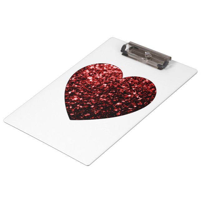 Porte-bloc Flamme de parties scintillant de coeur rouge foncé (Incliné)