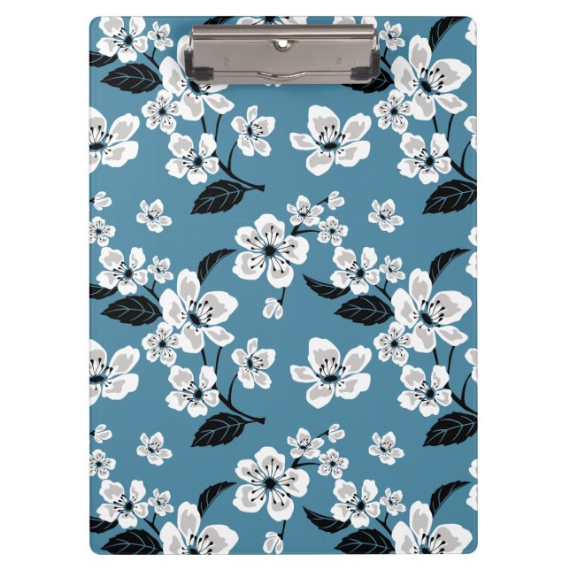 PORTE-BLOC FLEUR DE CERISIER - SAKURA (BLEU FUMÉ) (Devant)