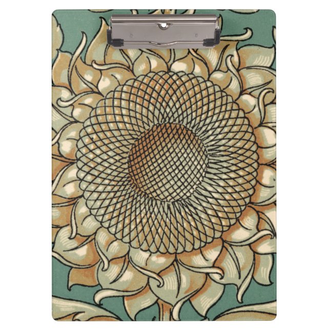 Porte-bloc Fleur de tournesol sur l'arrière - plan bleu-vert (Devant)