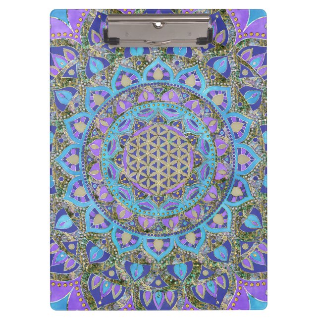 Porte-bloc Fleur de Vie - Mandala Style Inde 2 (Devant)