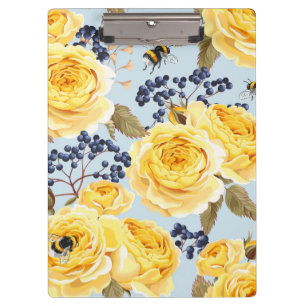 Porte-bloc Fleur rose jaune vintage   Porte - bloc à fleurs