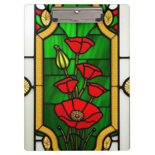Porte-bloc Fleur rouge Élégant Art de Verre Coloré