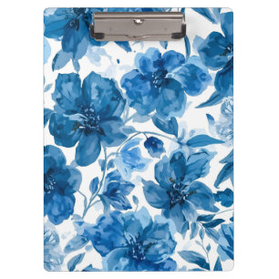 Porte-bloc Fleurs aquarelles bleues élégantes