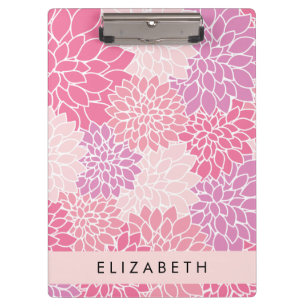Porte-bloc Fleurs Dahlia Roses, Motif De Fleurs, Votre Nom