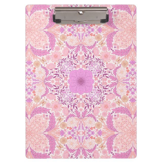 Porte-bloc Fleurs de jardin rétro en rose (Devant)