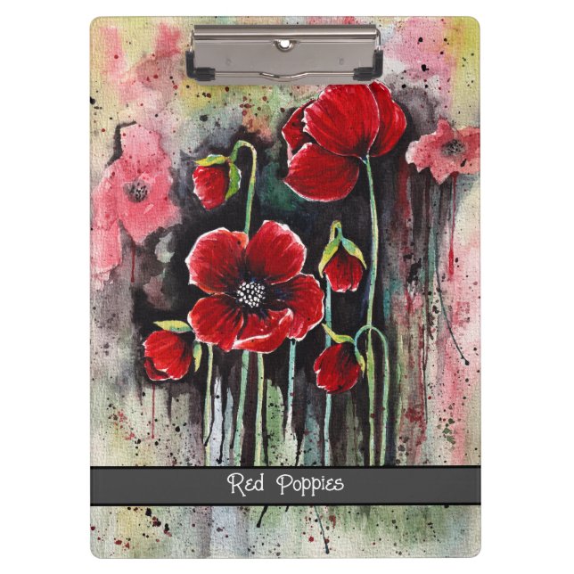 Porte-bloc Fleurs De Pavot En Aquarelle (Devant)