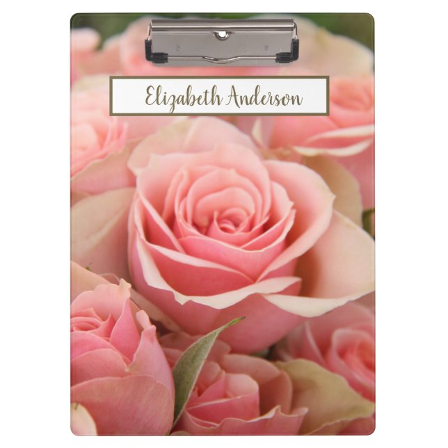 Porte-bloc Fleurs de rose rose personnalisées (Devant)