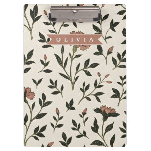 Porte-bloc Fleurs de style vintage élégantes et neutres perso