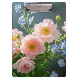 Porte-bloc Fleurs délicates rose bleu