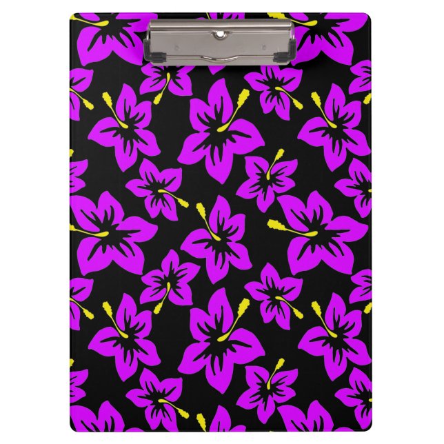 Porte-bloc Fleurs d'hibiscus hawaïens violets tropicaux (Devant)