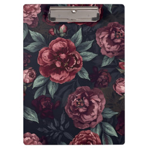 Porte-bloc Fleurs lunatiques motif aquarelle rouge foncé
