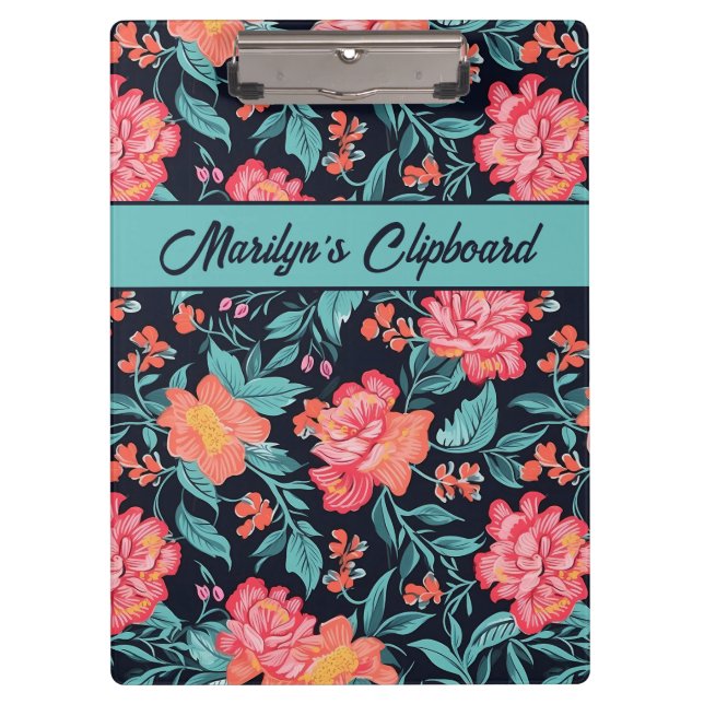 Porte-bloc Fleurs roses et coraux Personnalisées (Devant)