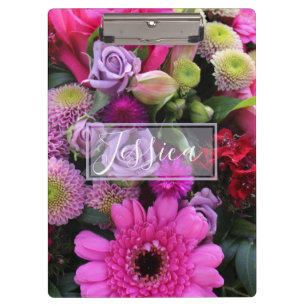 Porte-bloc Fleurs roses et violettes personnalisées