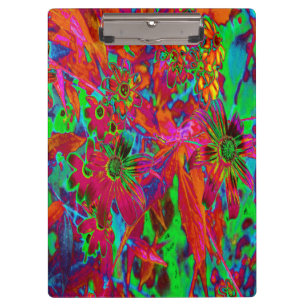 Porte-bloc Fleurs sauvages psychédéliques rouges et vertes gr