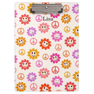 Porte-bloc Fleurs souriantes heureuses avec des signes de pai