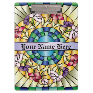Porte-bloc Fleurs tirées par la main colorées en verre
