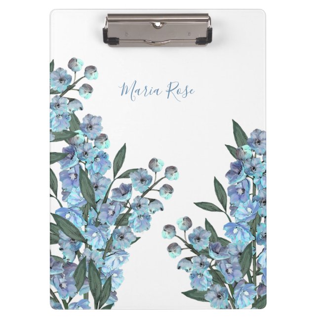Porte-bloc Floral Simple élégant Jardin Bleu Delphinium (Devant)