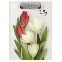 Flore de tulipes rouges et blanches personnalisées