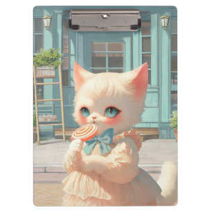 Porte-bloc Fluffy Kitten avec Lollipop à la pâtisserie