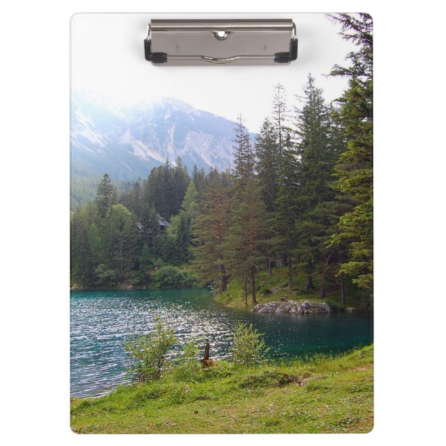 Porte-bloc Forêt alpine pittoresque et lac Photo (Devant)