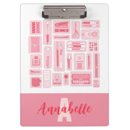 Porte-bloc Fournitures d'art lunaire Monogramme Motif rose