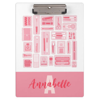 Porte-bloc Fournitures d'art lunaire Monogramme Motif rose
